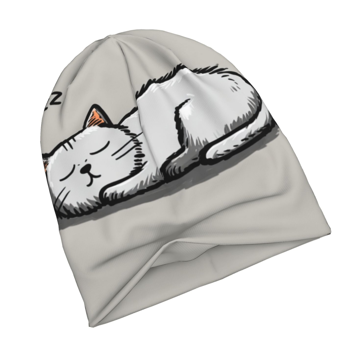 Cartoon Cat Print Double-Layer Knit Beanie Hat – Cute, Stylish, and Warm Unisex Fashion Accessory for Autumn, Winter, and Spring
