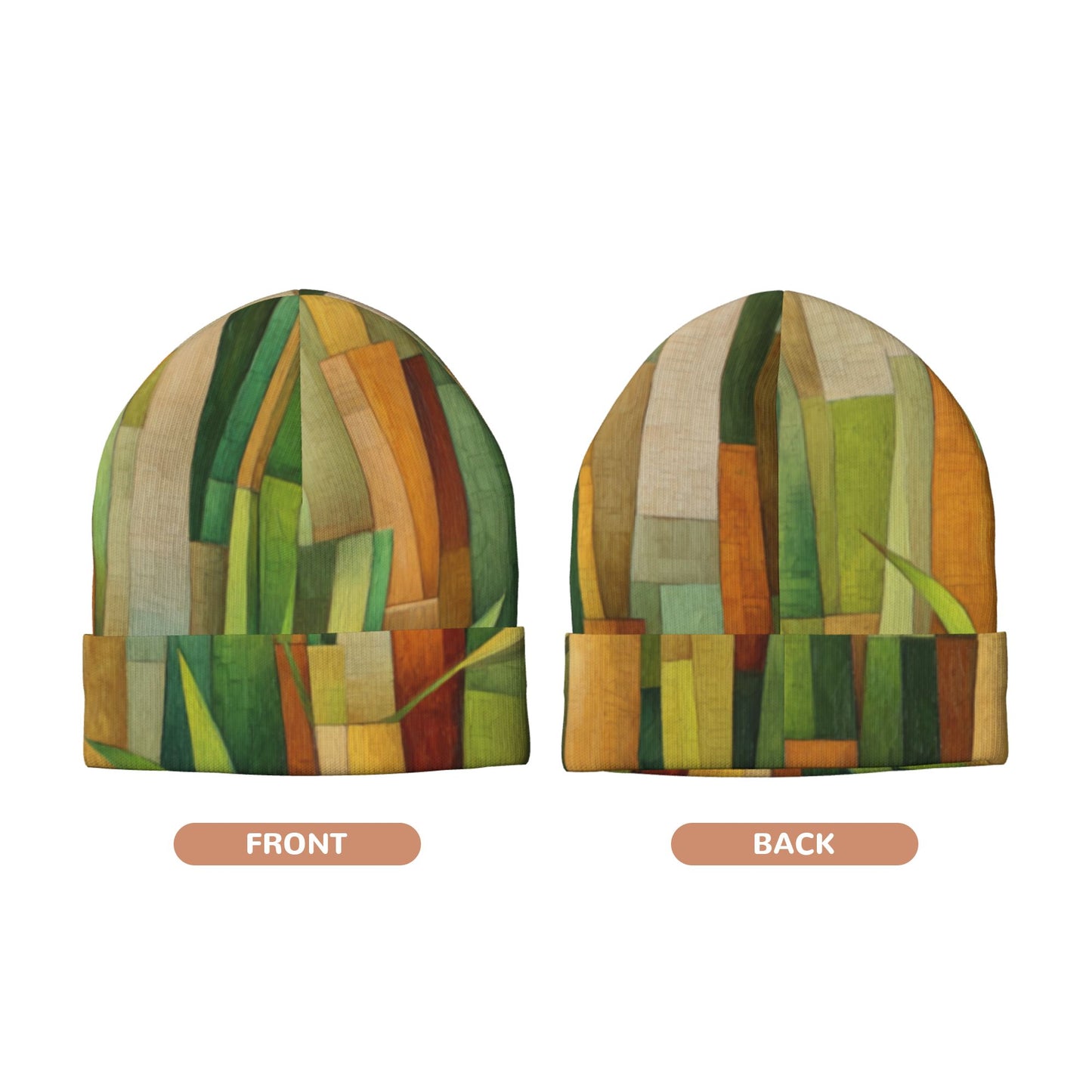 Abstract Patchwork Art Printed Knit Beanie ā Double-Layer Warm Winter Hat, Stretchable, Windproof & Comfortable for Men and Women