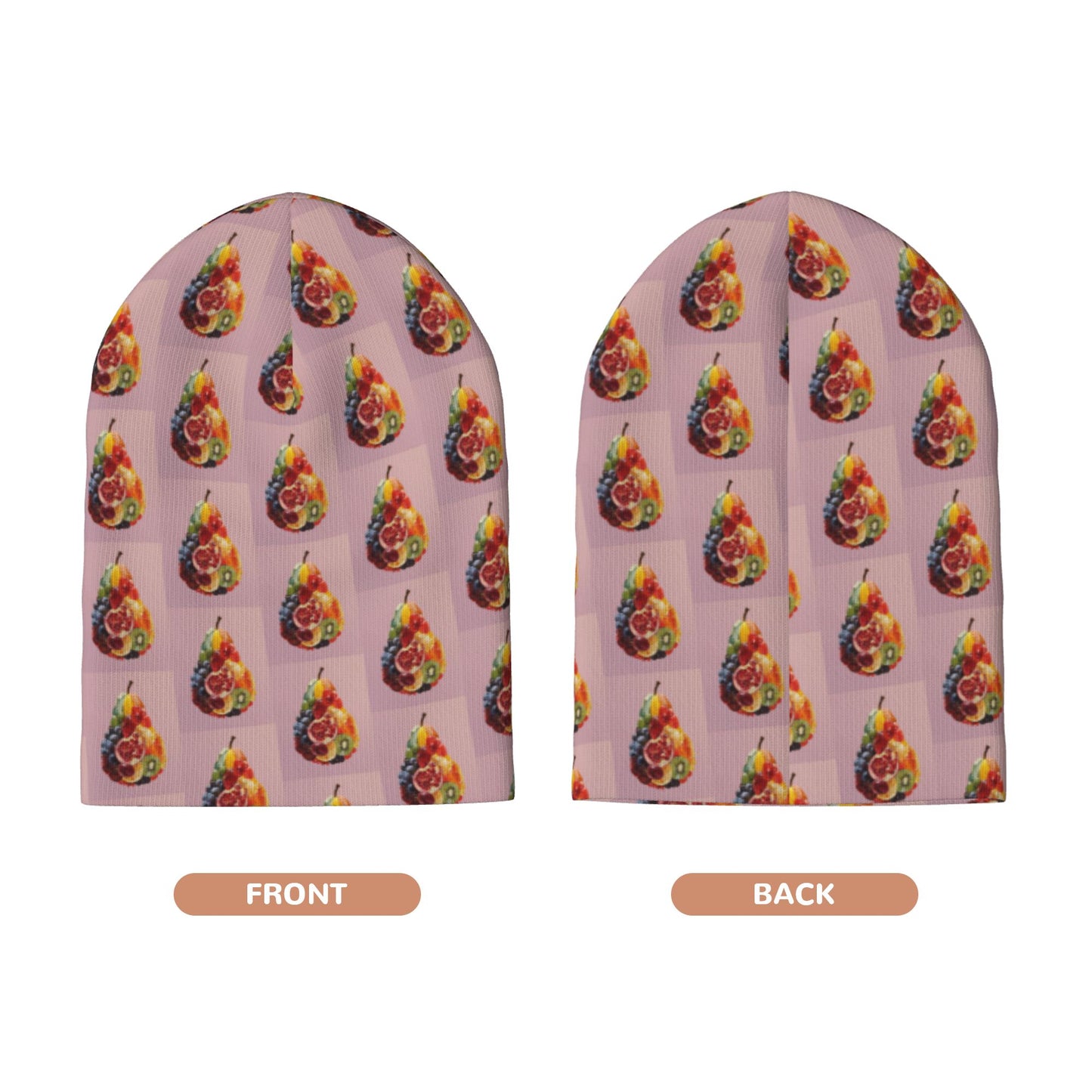 Fruit Print Knit Beanie ā Double-Layer Warm Winter Hat, Stretchable and Comfortable, Fun and Stylish Design for Men and Women