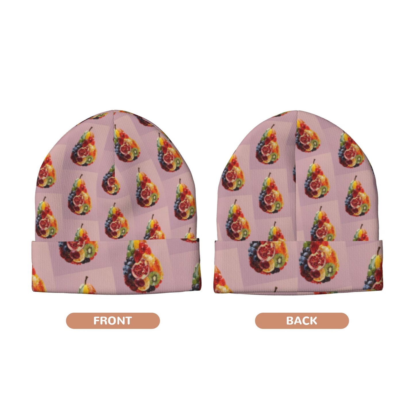 Fruit Print Knit Beanie ā Double-Layer Warm Winter Hat, Stretchable and Comfortable, Fun and Stylish Design for Men and Women