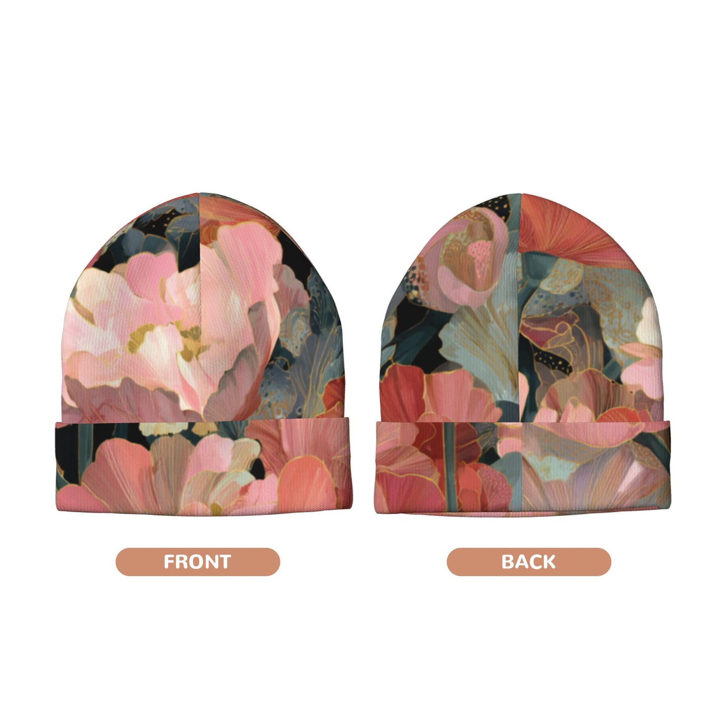 Fashion Printed Beanie Hat, Double-Layer Design, Warm and Breathable, Unisex for Autumn and Winter