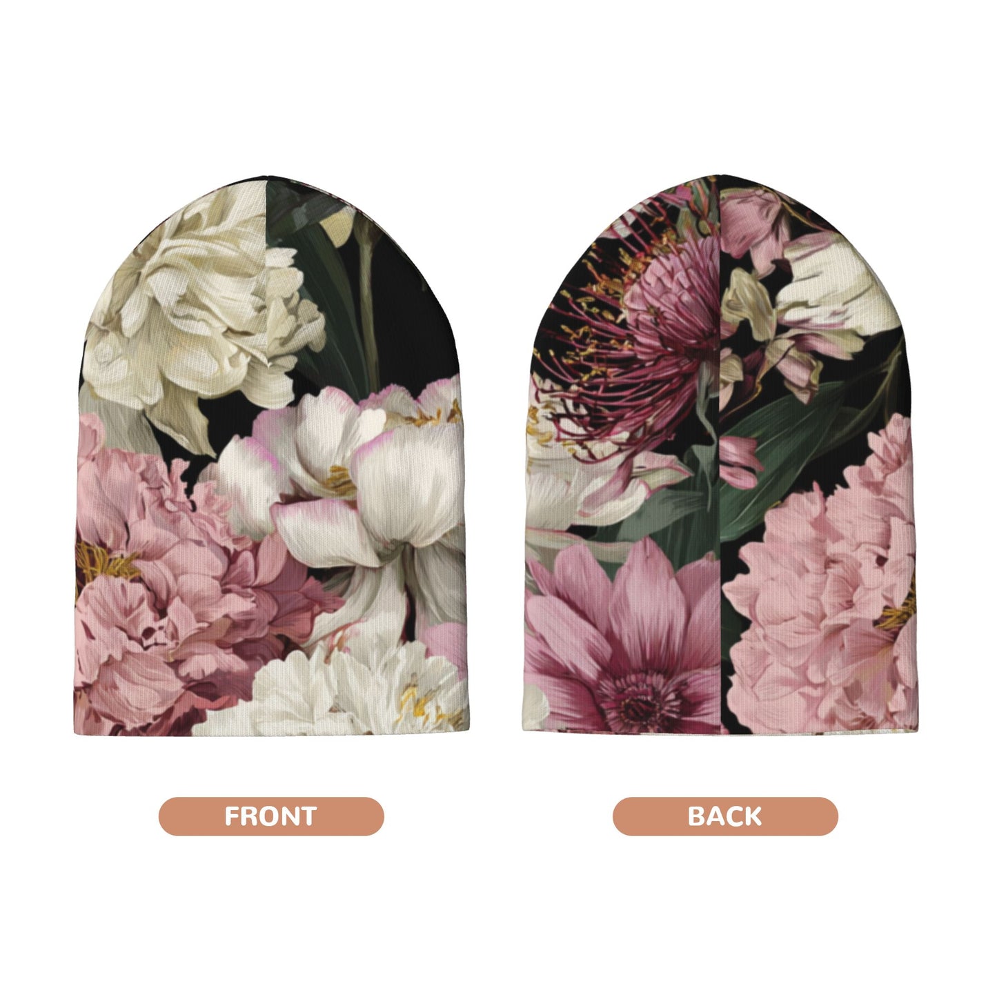 Stylish Floral Knit Beanie Double-Layer Warm and Stretchable Winter Hat