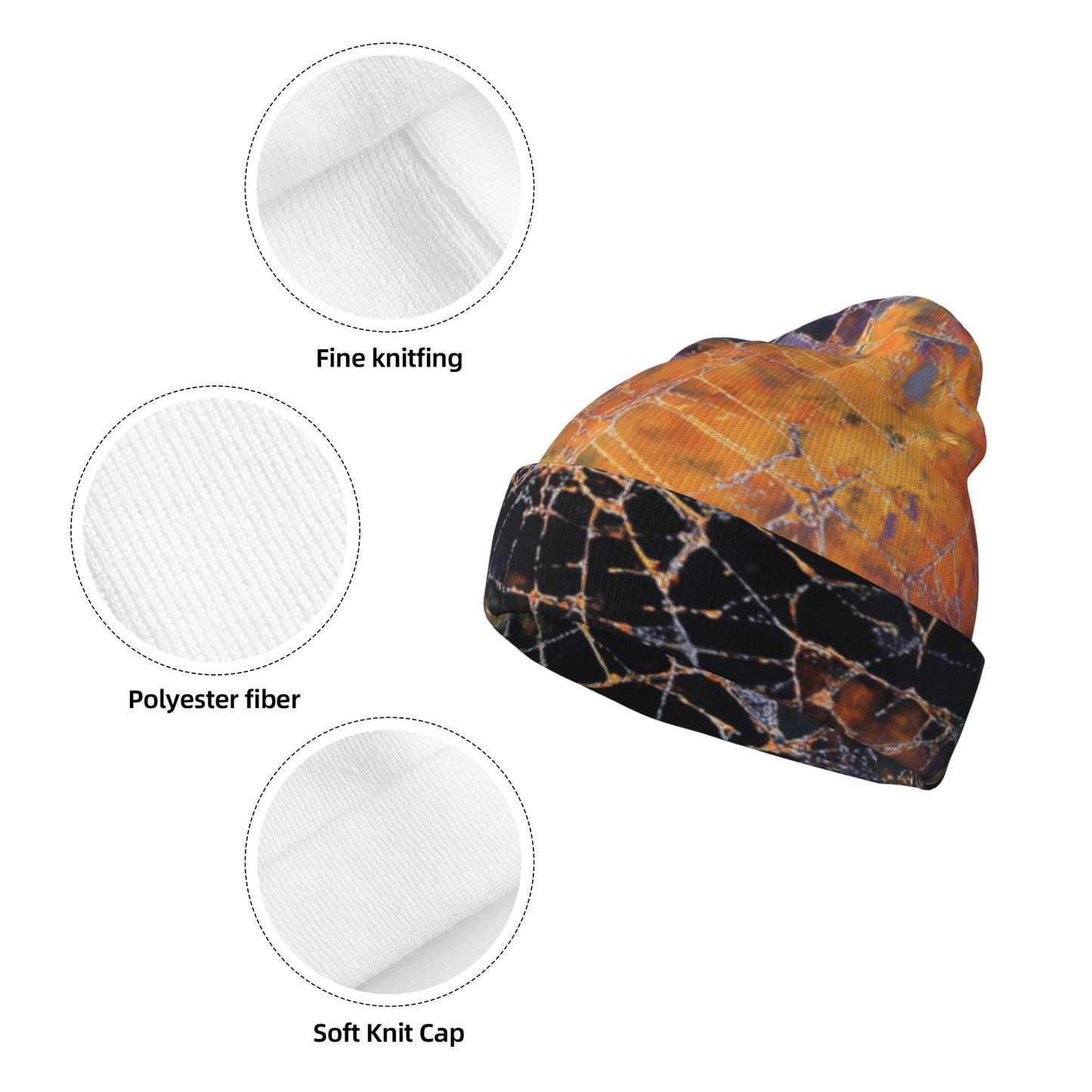 Abstract Crack Art Printed Double-Layer Knit Beanie · Warm, Breathable & Stylish Winter Hat