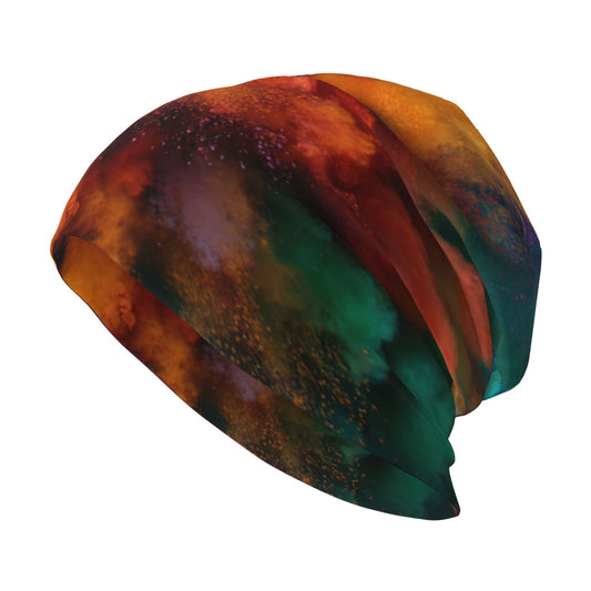 Color Splash Print Double-Layer Knit Beanie Hat – Stylish, Warm, Lightweight, and Breathable Fashion Accessory for Men and Women, Perfect for Autumn, Winter, and Spring
