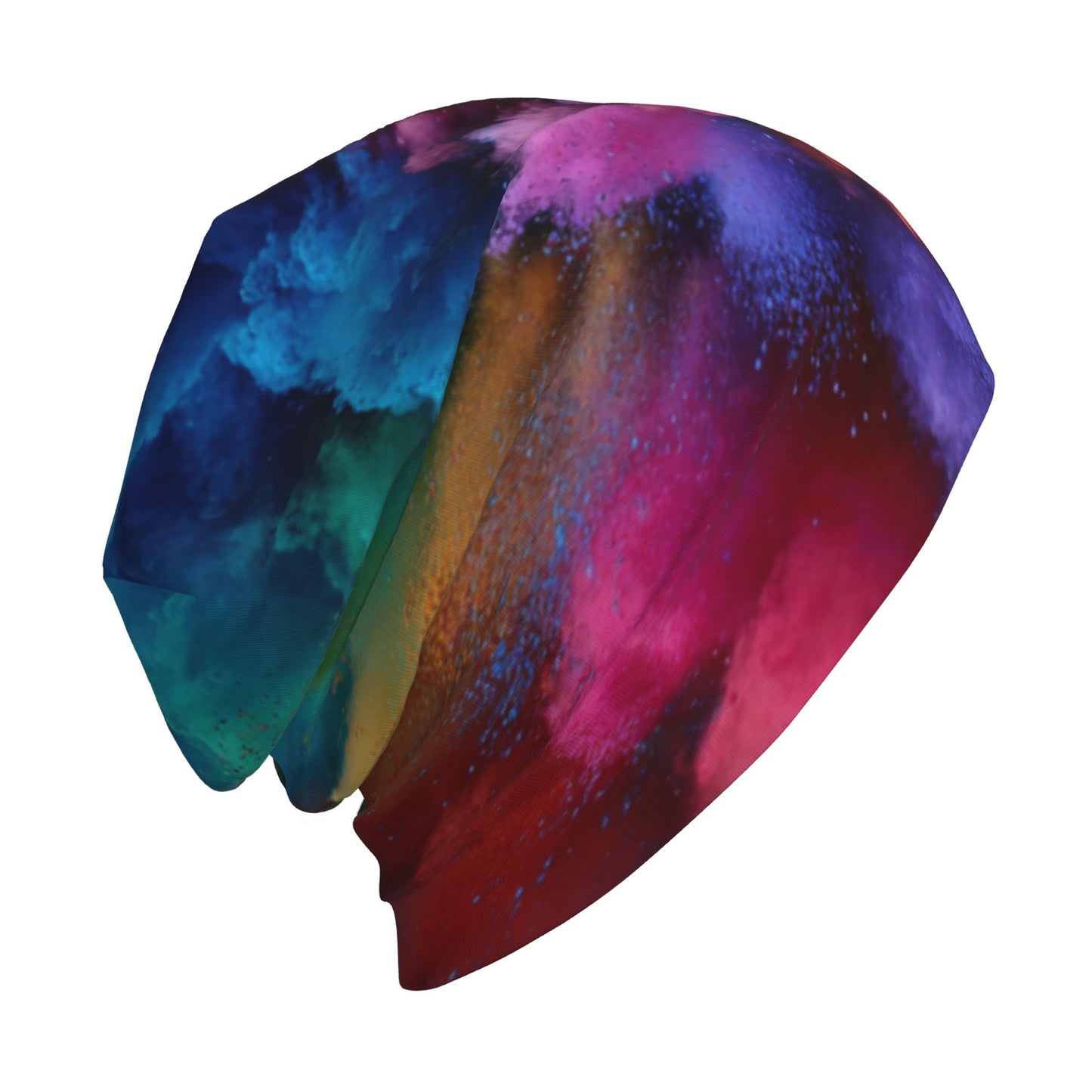 Color Splash Print Double-Layer Knit Beanie Hat – Stylish, Warm, Lightweight, and Breathable Fashion Accessory for Men and Women, Perfect for Autumn, Winter, and Spring