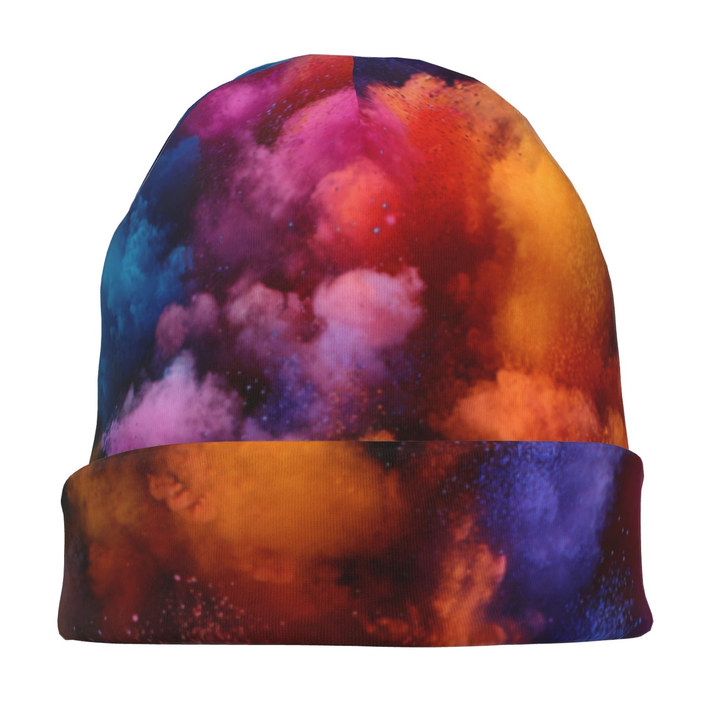 Color Splash Print Double-Layer Knit Beanie Hat – Stylish, Warm, Lightweight, and Breathable Fashion Accessory for Men and Women, Perfect for Autumn, Winter, and Spring