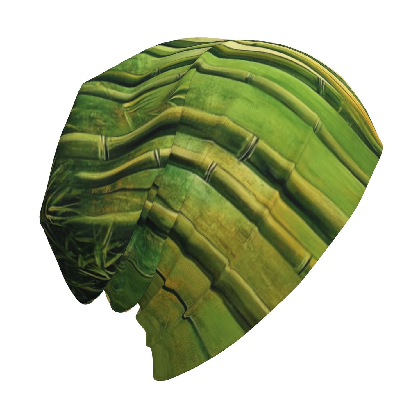 Bamboo Print Double-Layer Knit Beanie Hat – Lightweight, Warm, and Breathable Unisex Fashion Beanie for All Seasons Outdoor Sports and Casual Wear