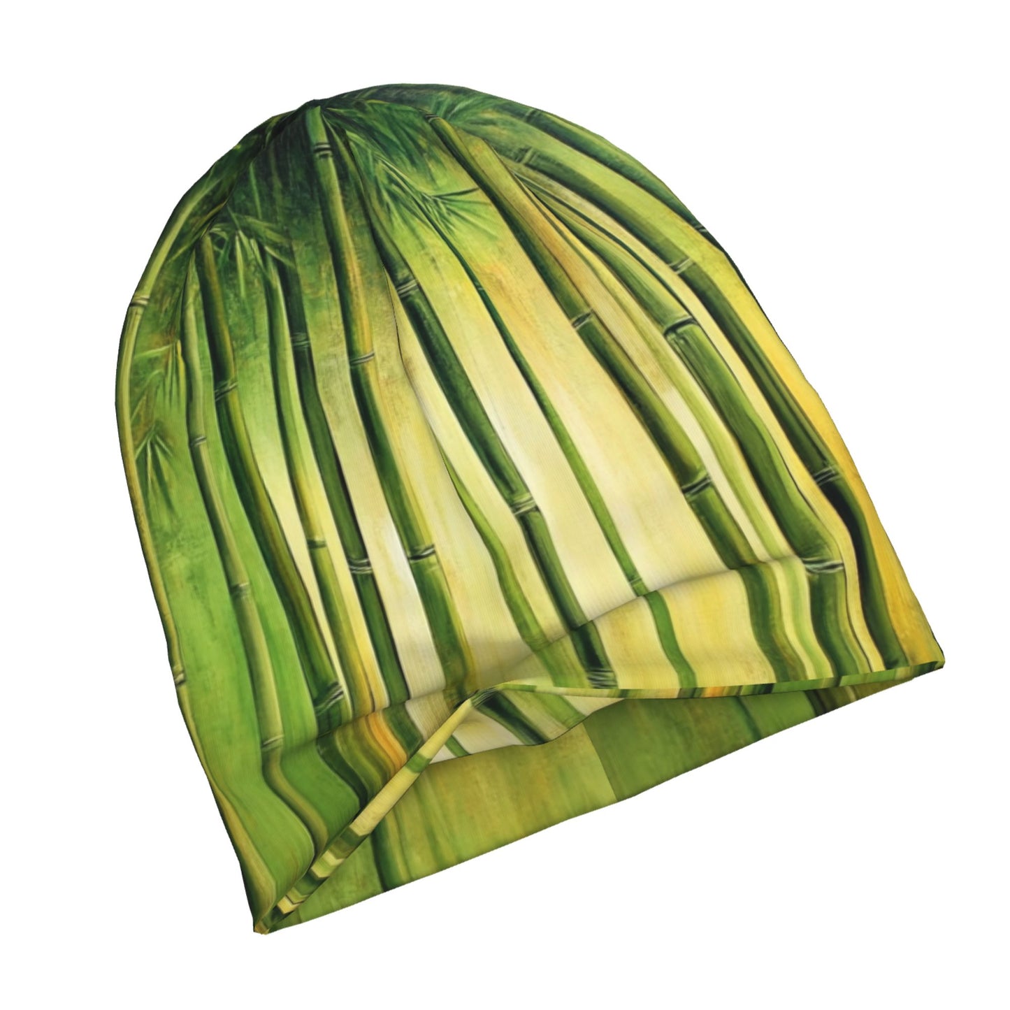 Bamboo Print Double-Layer Knit Beanie Hat – Lightweight, Warm, and Breathable Unisex Fashion Beanie for All Seasons Outdoor Sports and Casual Wear