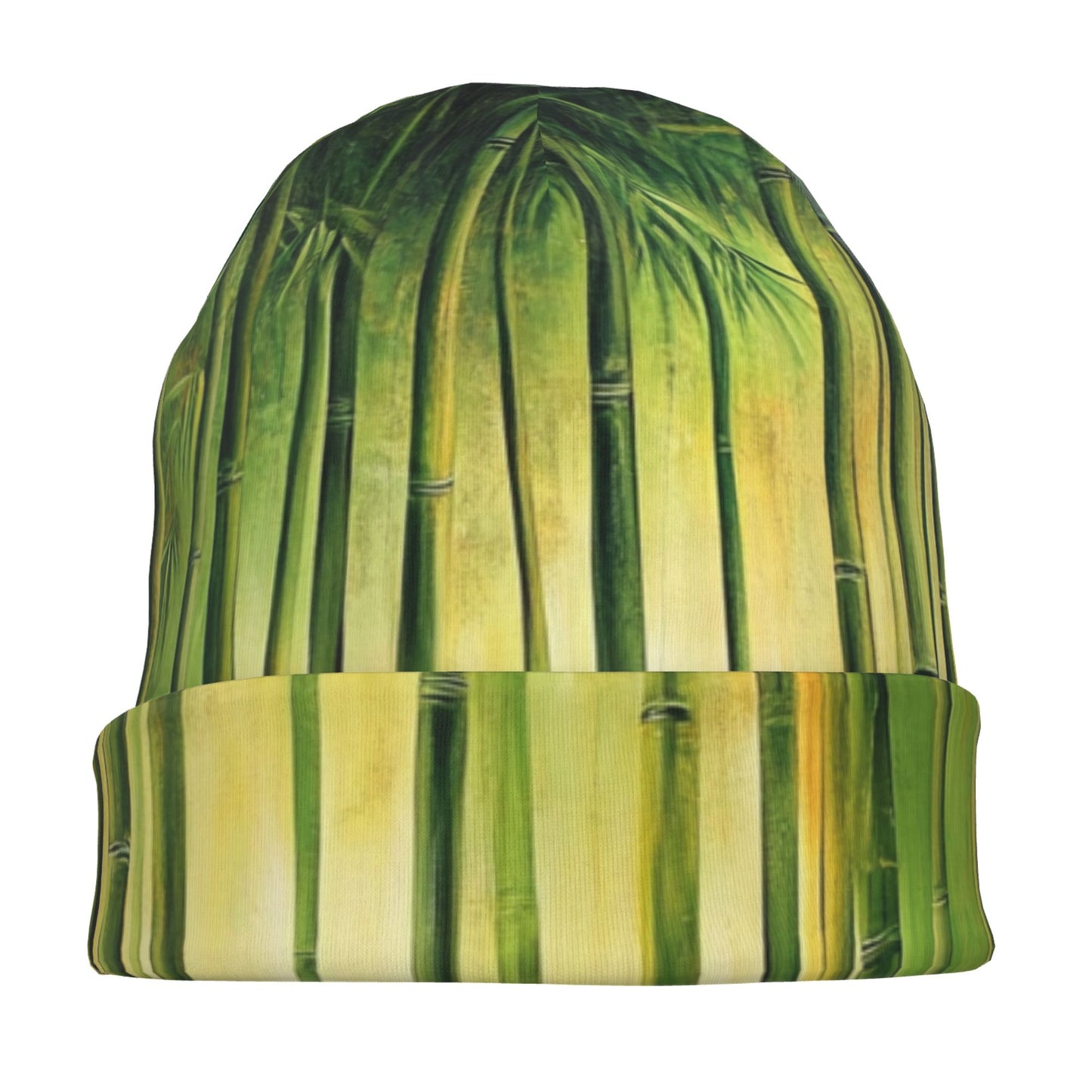 Bamboo Print Double-Layer Knit Beanie Hat – Lightweight, Warm, and Breathable Unisex Fashion Beanie for All Seasons Outdoor Sports and Casual Wear