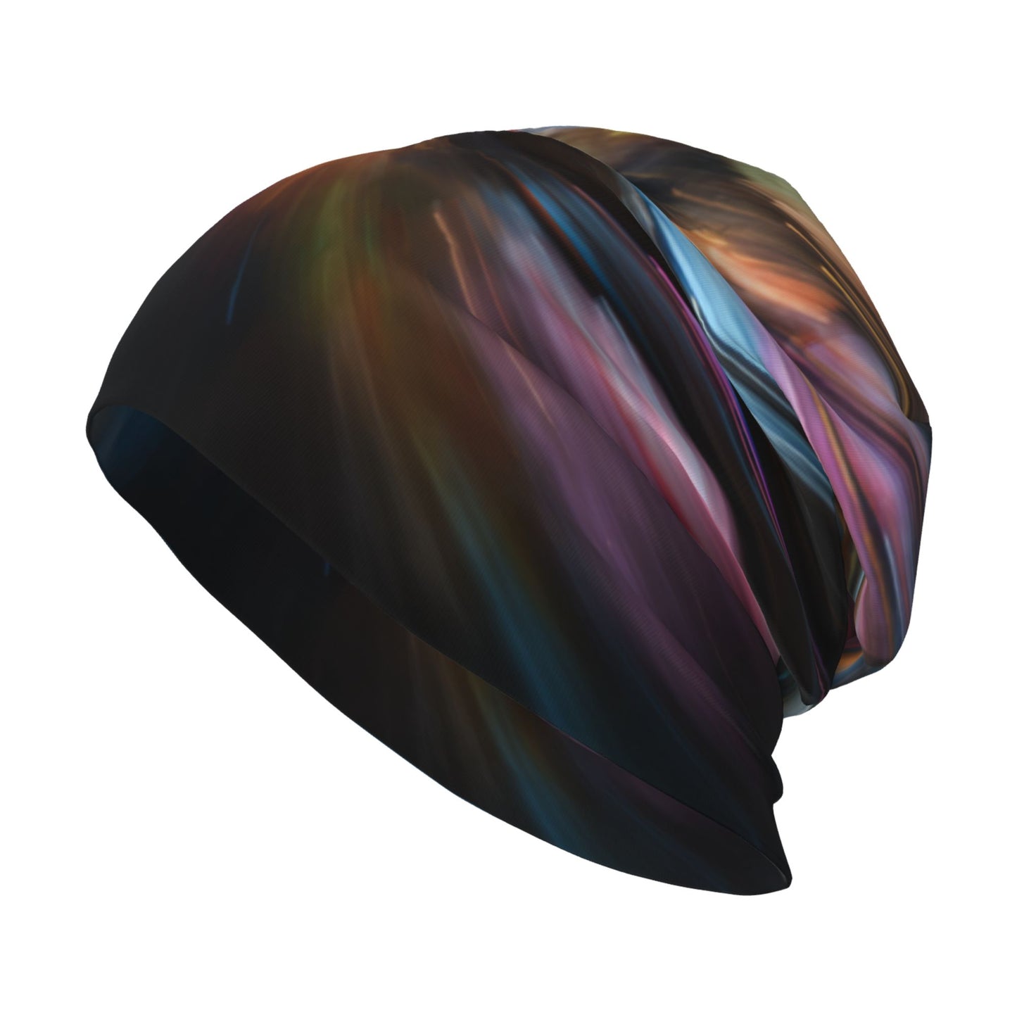 Abstract Night Light Double-Layer Knit Beanie – Colorful Printed Winter Hat, Stylish, Warm & Windproof for Men and Women