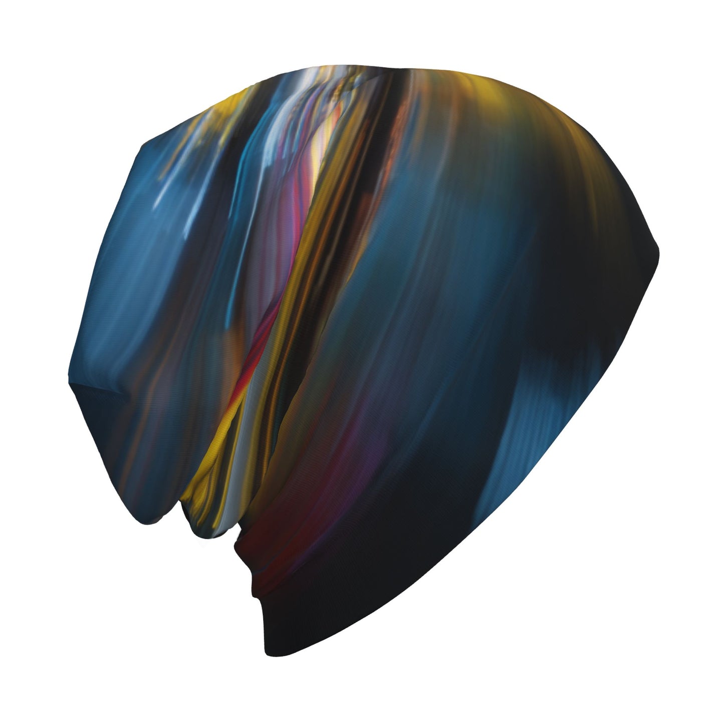 Abstract Night Light Double-Layer Knit Beanie – Colorful Printed Winter Hat, Stylish, Warm & Windproof for Men and Women