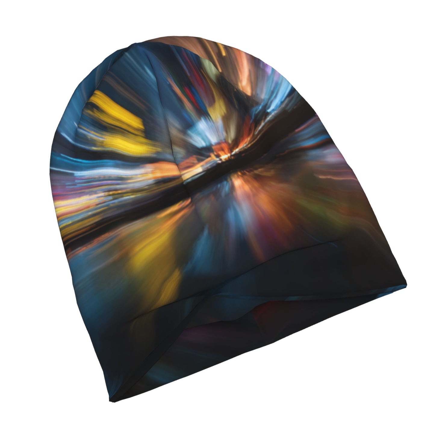 Abstract Night Light Double-Layer Knit Beanie – Colorful Printed Winter Hat, Stylish, Warm & Windproof for Men and Women