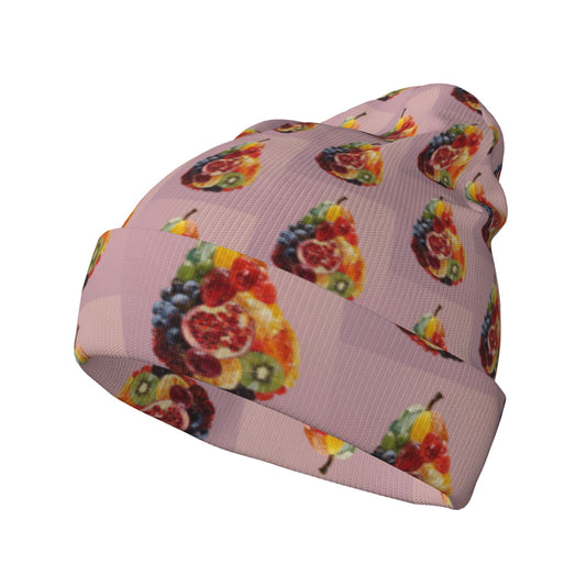 Fruit Print Knit Beanie – Double-Layer Warm Winter Hat, Stretchable and Comfortable, Fun and Stylish Design for Men and Women