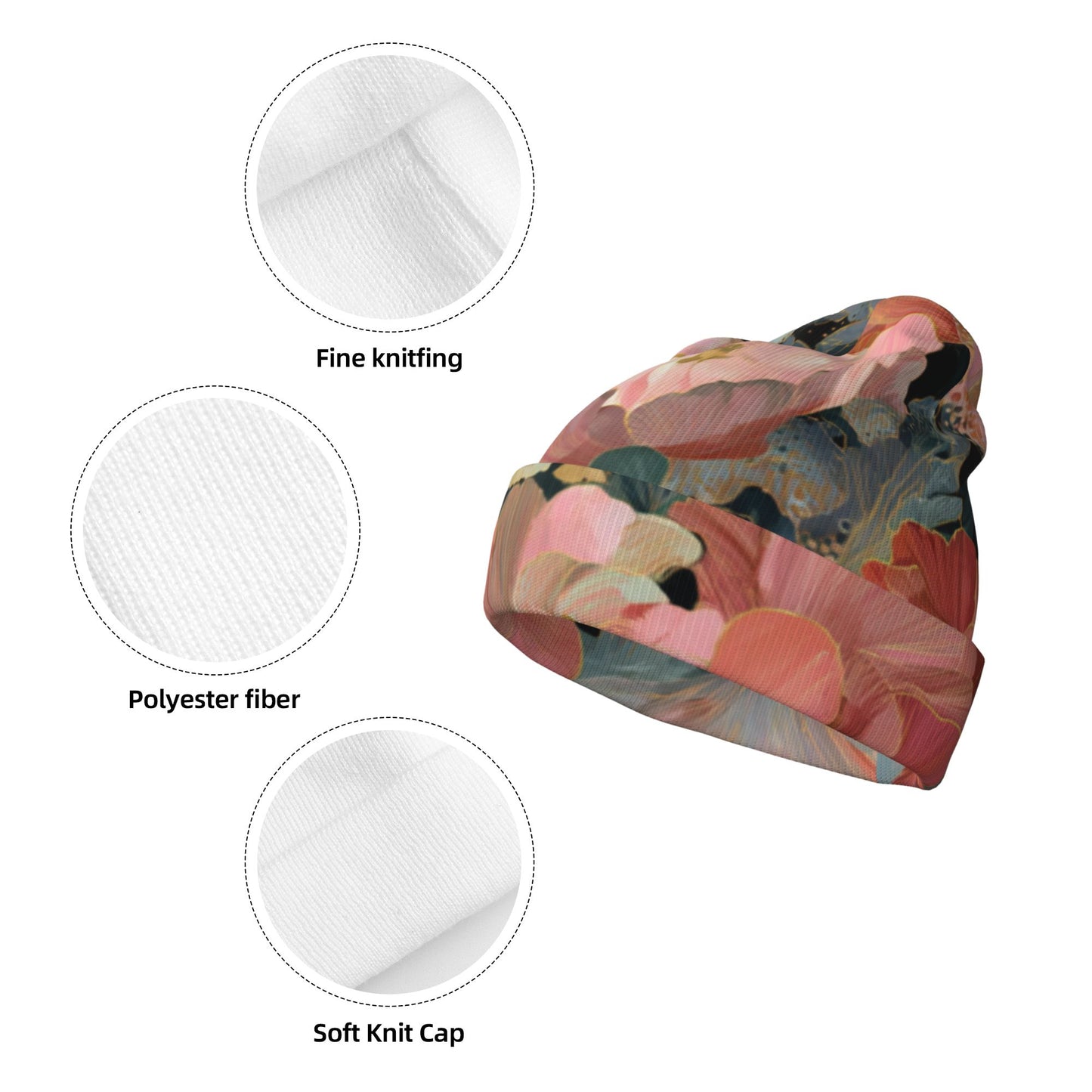 Fashion Printed Beanie Hat, Double-Layer Design, Warm and Breathable, Unisex for Autumn and Winter