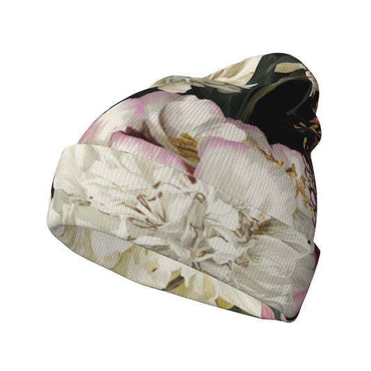 Stylish Floral Knit Beanie Double-Layer Warm and Stretchable Winter Hat