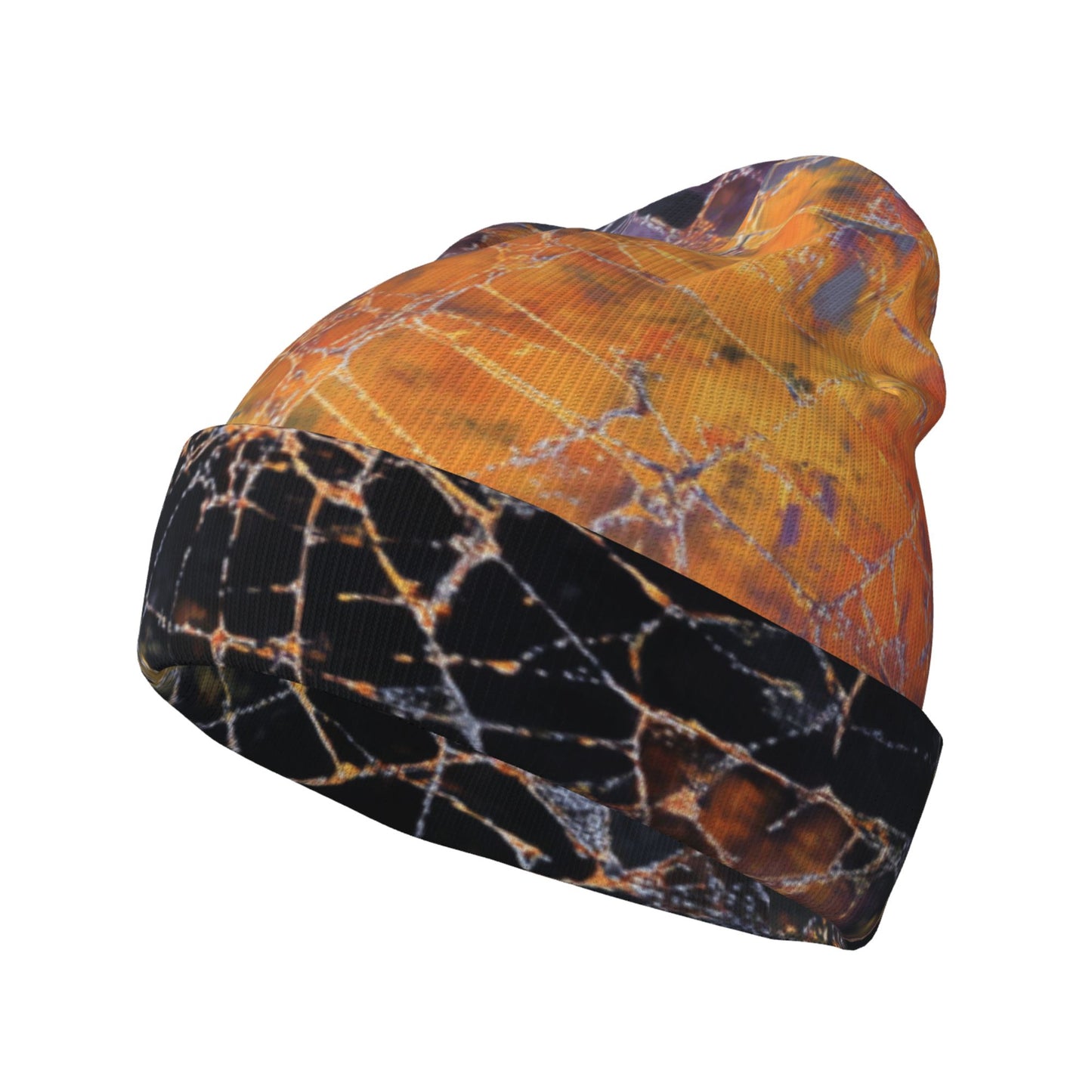 Abstract Crack Art Printed Double-Layer Knit Beanie · Warm, Breathable & Stylish Winter Hat