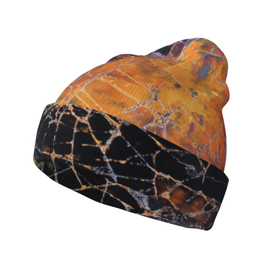 Abstract Crack Art Printed Double-Layer Knit Beanie · Warm, Breathable & Stylish Winter Hat