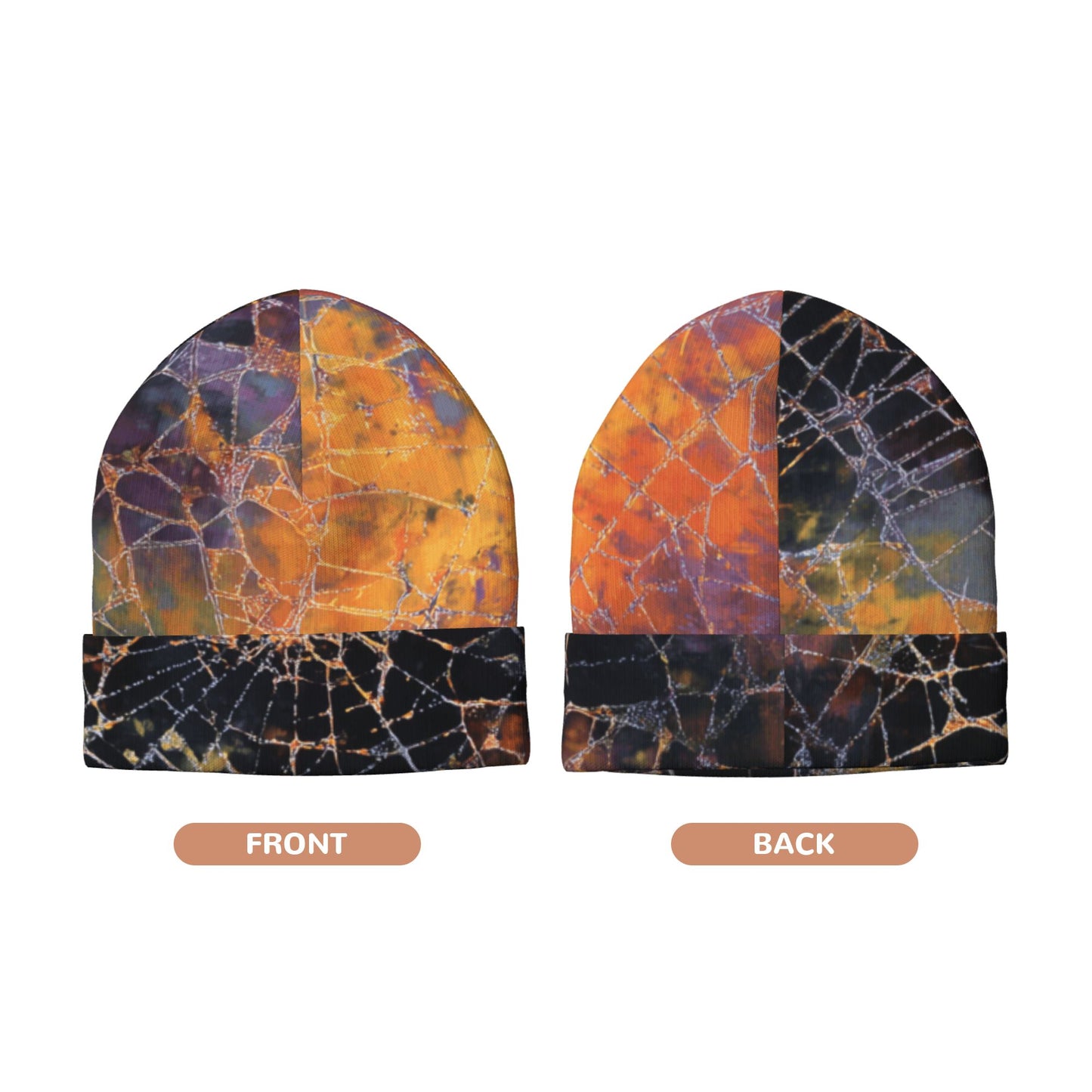 Abstract Crack Art Printed Double-Layer Knit Beanie · Warm, Breathable & Stylish Winter Hat