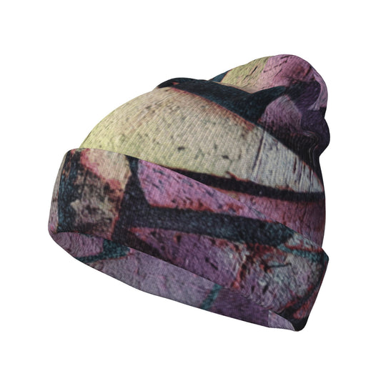 Geometric Abstract Patchwork Printed Double-Layer Knit Beanie · Stylish & Warm Casual Hat