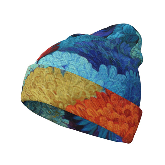 Colorful Floral Printed Double-Layer Knit Beanie · Stylish & Cozy Casual Hat
