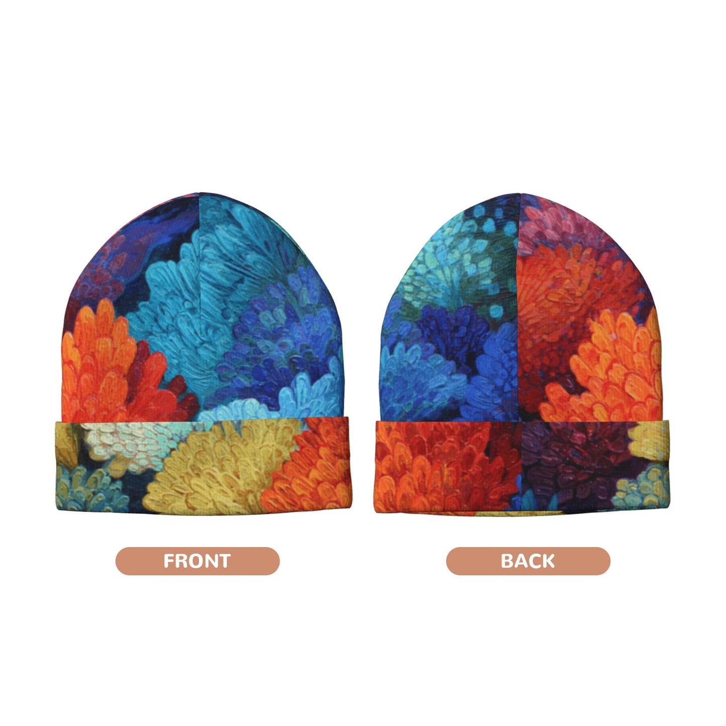 Colorful Floral Printed Double-Layer Knit Beanie · Stylish & Cozy Casual Hat