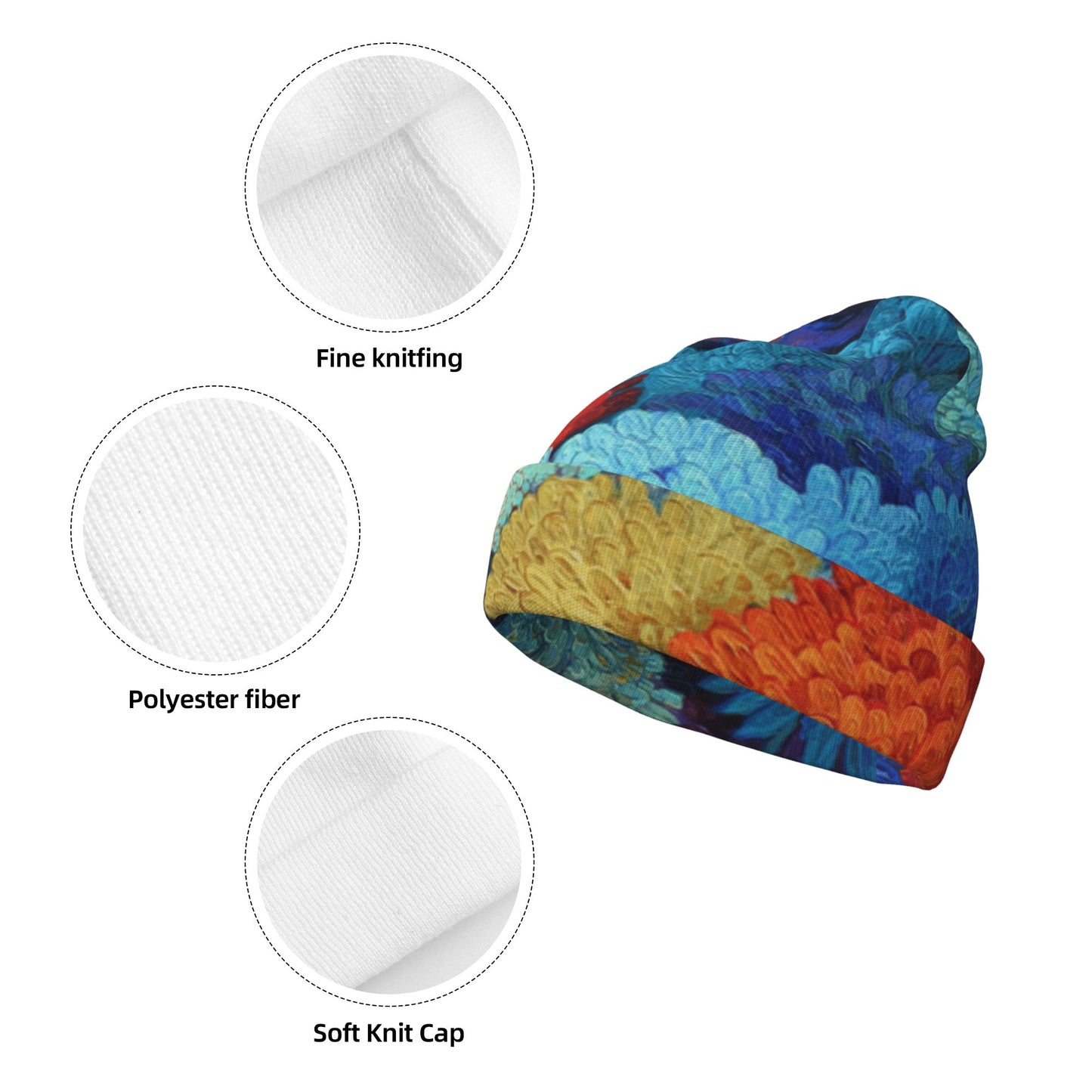 Colorful Floral Printed Double-Layer Knit Beanie · Stylish & Cozy Casual Hat